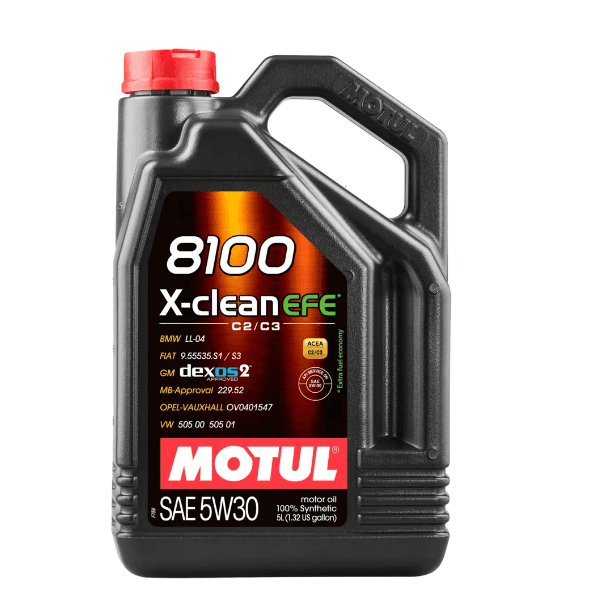 Motul 8100 X-Clean EFE 5W-30 5L Synthetic Engine Oil Gasoline & Diesel | BMW LL-04, MB 229.52 Approved | DPF Safe & Fuel Economy Oil