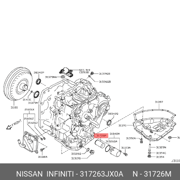 Genuine Nissan CVT Transmission Filter 31726-3JX0A