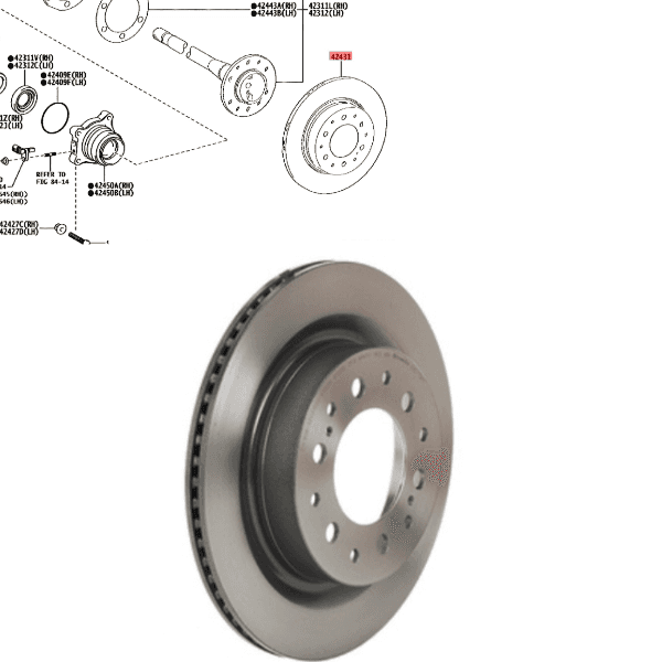 42431-60350 Genuine Toyota Rear Brake Disc Rotor Land Cruiser 300 series