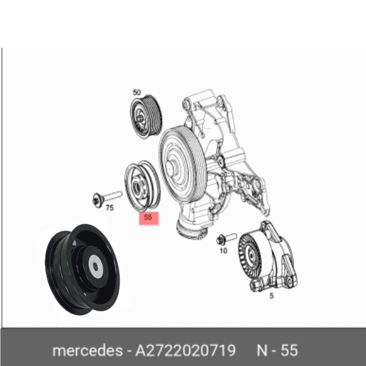 2722020419 Mercedes-Benz Drive Belt Idler Pulley M272 & M273 Engines