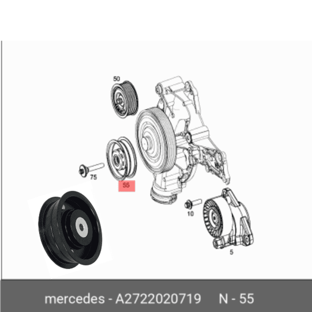 2722020419 Mercedes-Benz Drive Belt Idler Pulley M272 & M273 Engines