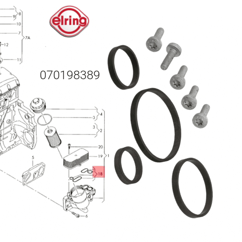 Elring Oil Cooler Gasket seals Set 558.350 | VW Touareg, Transporter T5 2.5 TDI Engines 070198389 buy in Kenya