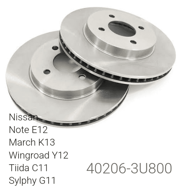 Front Brake Disc Rotor – Aftermarket Replacement for Nissan Note E12, March K13, Tiida C11, Wingroad Y12, Sylphy G11 | Part No: 40206-3U800