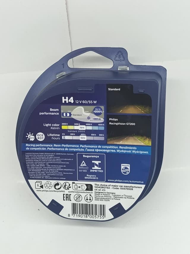 Philips Racing Vision GT200 H4 Bulb 12v 60/55W : See Further, React Faster at pair price ksh5500