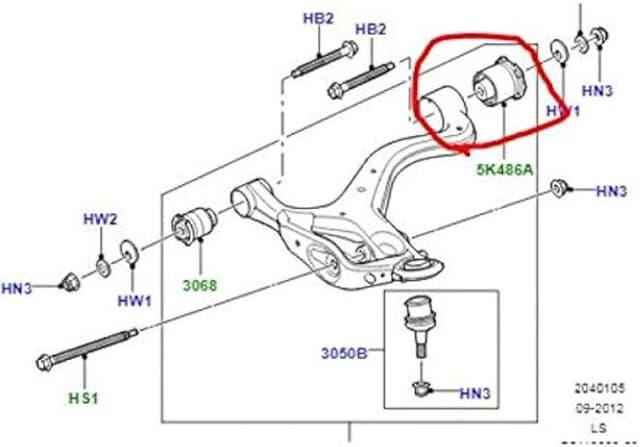 LR051586 FRONT LOWER CONTROL ARM BIG BUSH LAND ROVER DISCOVERY 3 4 & RANGE ROVER SPORT KENYA