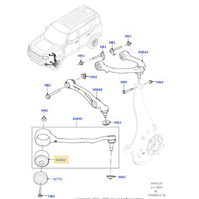 Front Lower Control Arm Bush LR148836 Range Rover L405, Range Rover Sport L494, Land Rover Discovery 5 Defender New Model