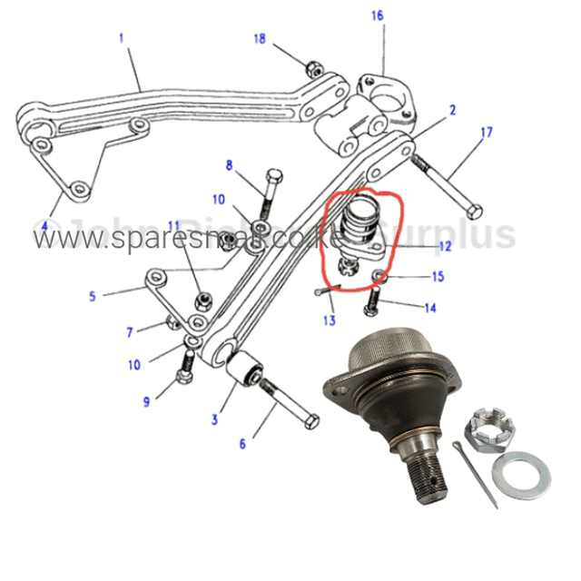 RHF500110 / ANR1799 Rear Upper Link Ball Joint – Defender 110 Discovery 1, Range Rover Classic