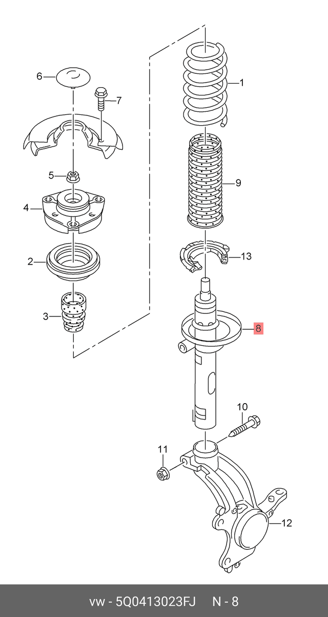 Bilstein 5Q0413023FJ Front Shock Absorber 22-230522 VW Golf VII VIII, Audi A3 8V 8Y