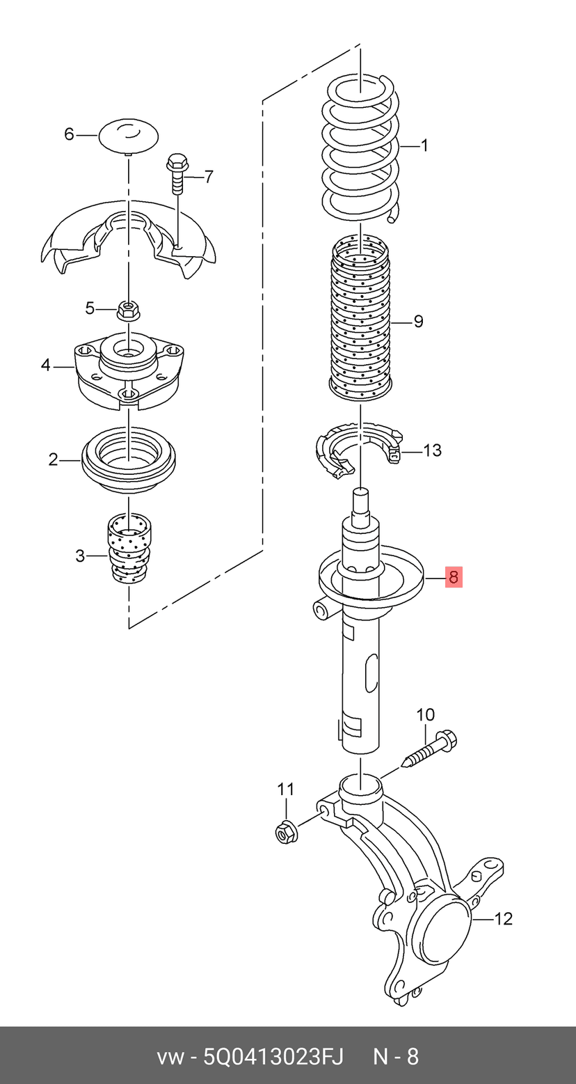 Bilstein 5Q0413023FJ Front Shock Absorber 22-230522 VW Golf VII VIII, Audi A3 8V 8Y