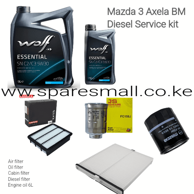 Mazda 3 BM / Mazda Axela BM 1.5D Diesel Service Kit (2015–2019) – With Wolf Essential SN 5W-30 C2/C3 Oil + Installation