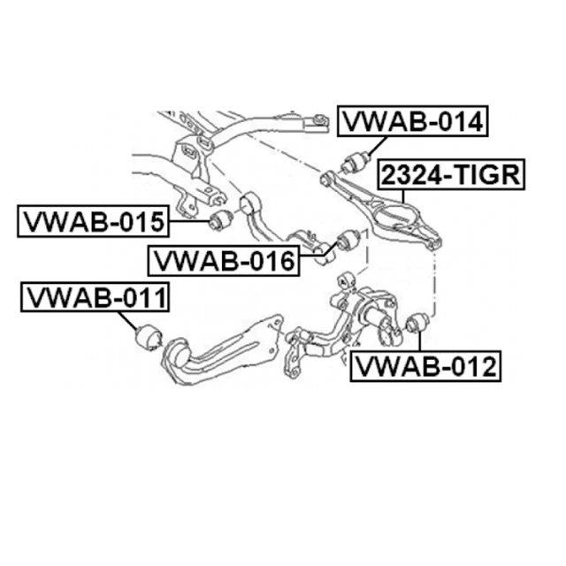 Febest Rear Suspension Arm Bushes VW Golf Touran Tiguan Passat Audi