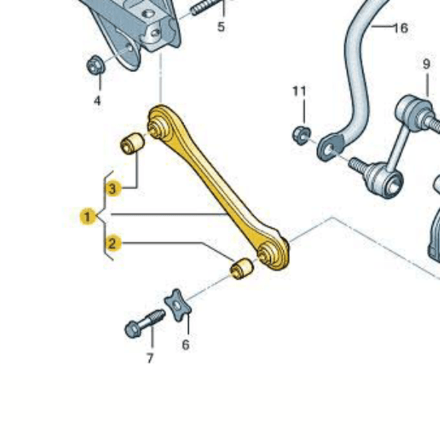 Rear Suspension Trailing Arm with Bush Kit 1K0501529F VWAB-018 VWAB-017