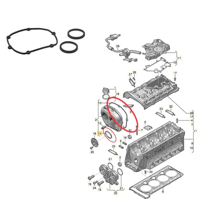 Cylinder Head Timing Chain Cover Gasket kit (06K103483/06K103583) for Audi/VW 1.8L/2.0L 16V TFSI/TSI Engines (2013-2019) in Nairobi Kenya
