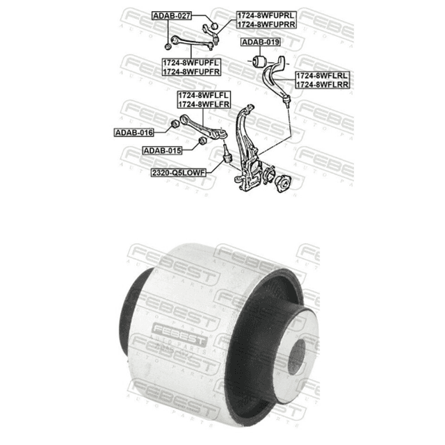 Febest ADAB-027 8W0407505 Front Upper Control Arm Bushing Audi A4 B9, A5, A6 C8, A7, A8, Q5, Q7, Q8, e-tron & Volkswagen Touareg III 2015-2025