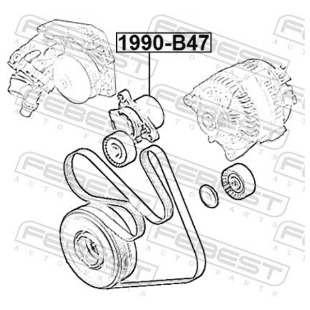 FEBEST 1990-B47 Belt Tensioner BMW 1, 2, 3, 4, 5, 7 Series, X3, X4, X5 with B47 2.0L Diesel Engines 11287619248
